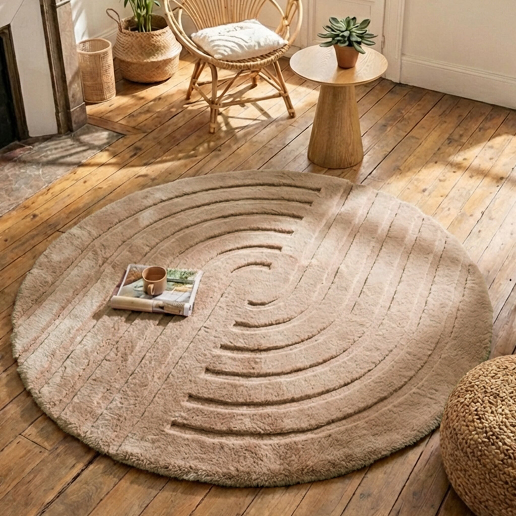Hochflor Teppich Rund