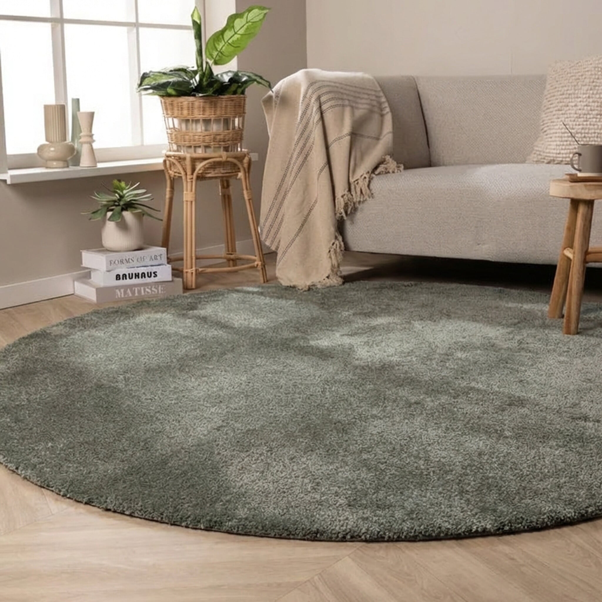 Waschbarer Teppich Rund - Clean Grün
