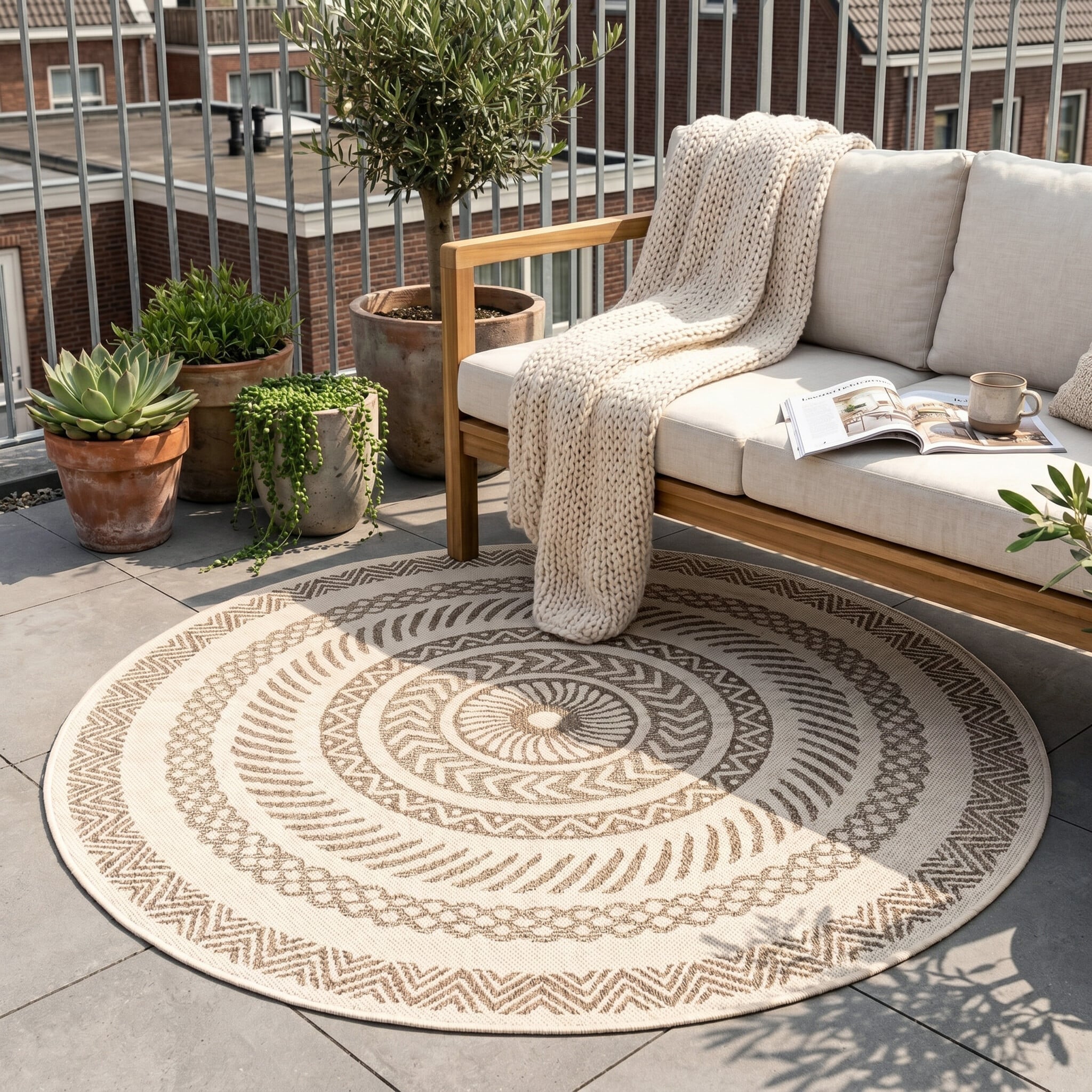 In- & Outdoor Jute Teppich Rund