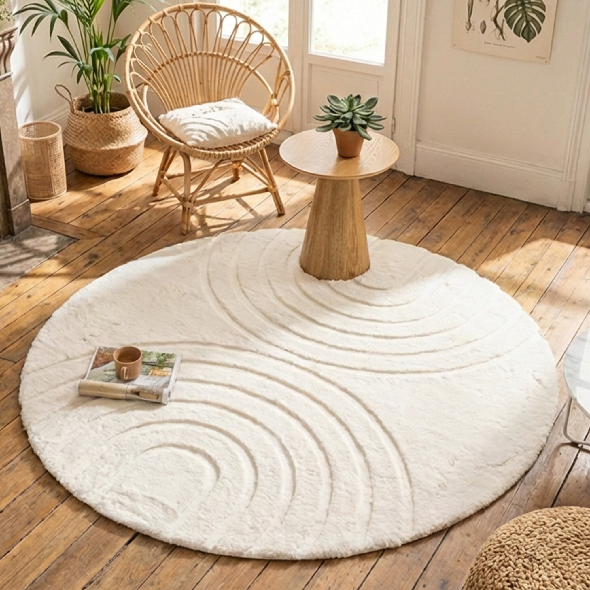 Hochflor Teppich Rund
