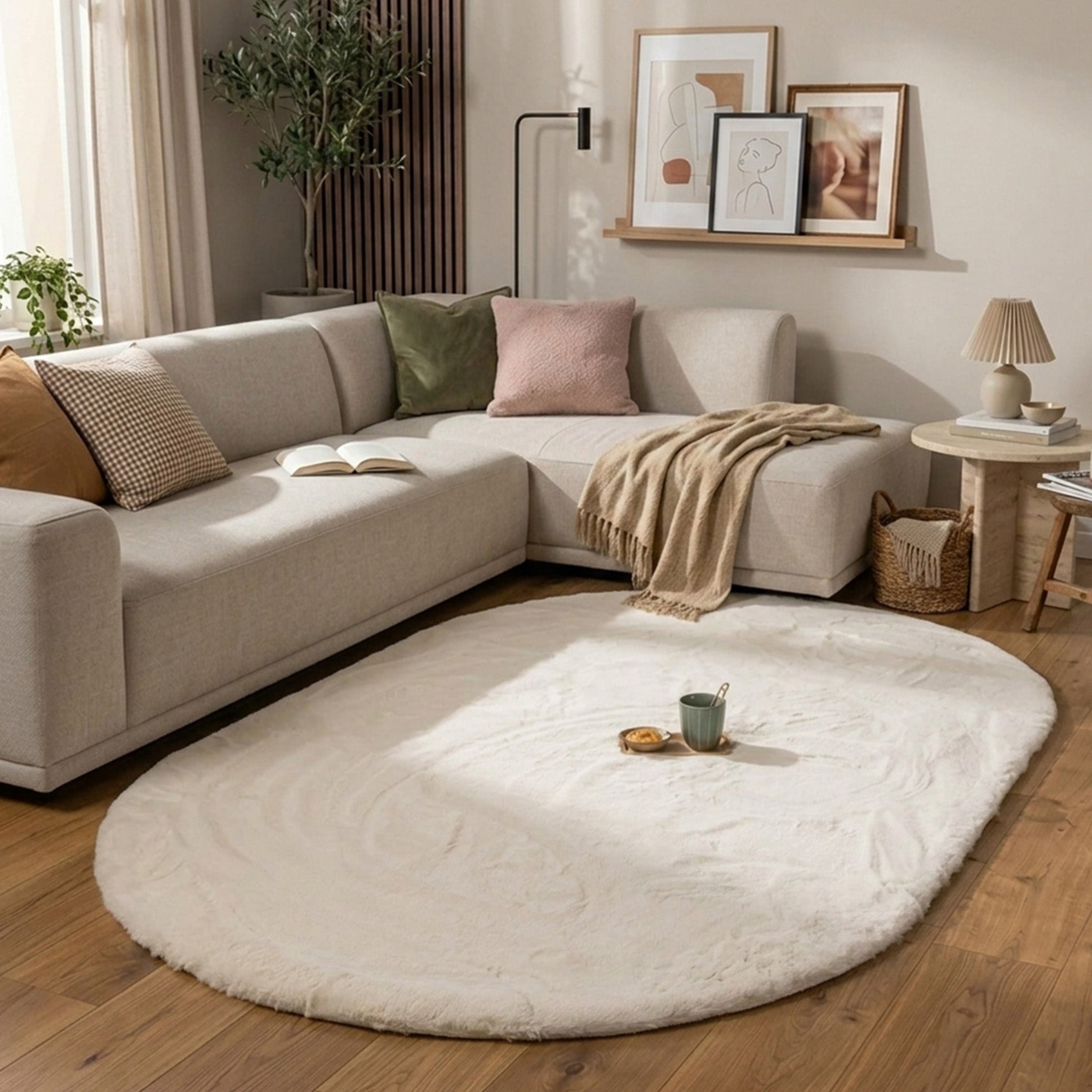 Hochflor Teppich Oval - Comfy Supreme Creme
