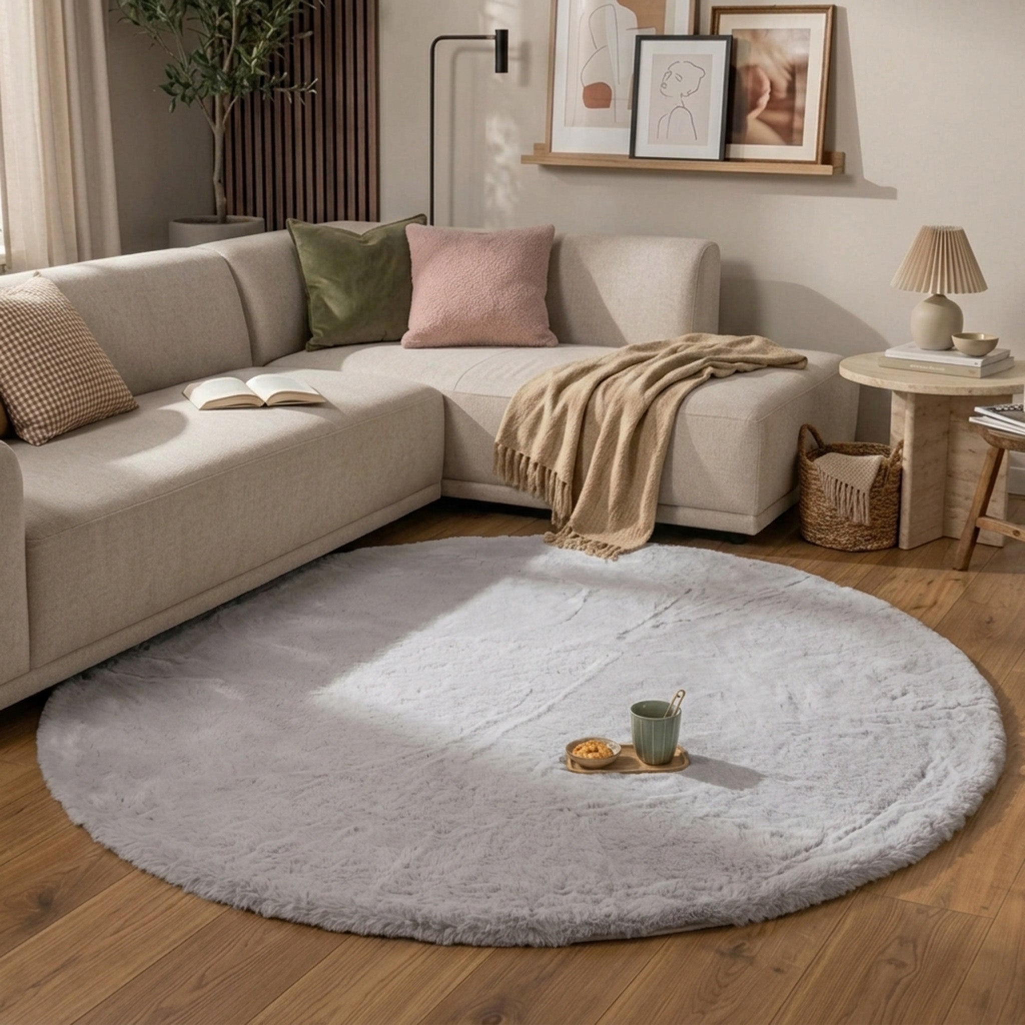 Hochflor Teppich Rund - Comfy Supreme Grau