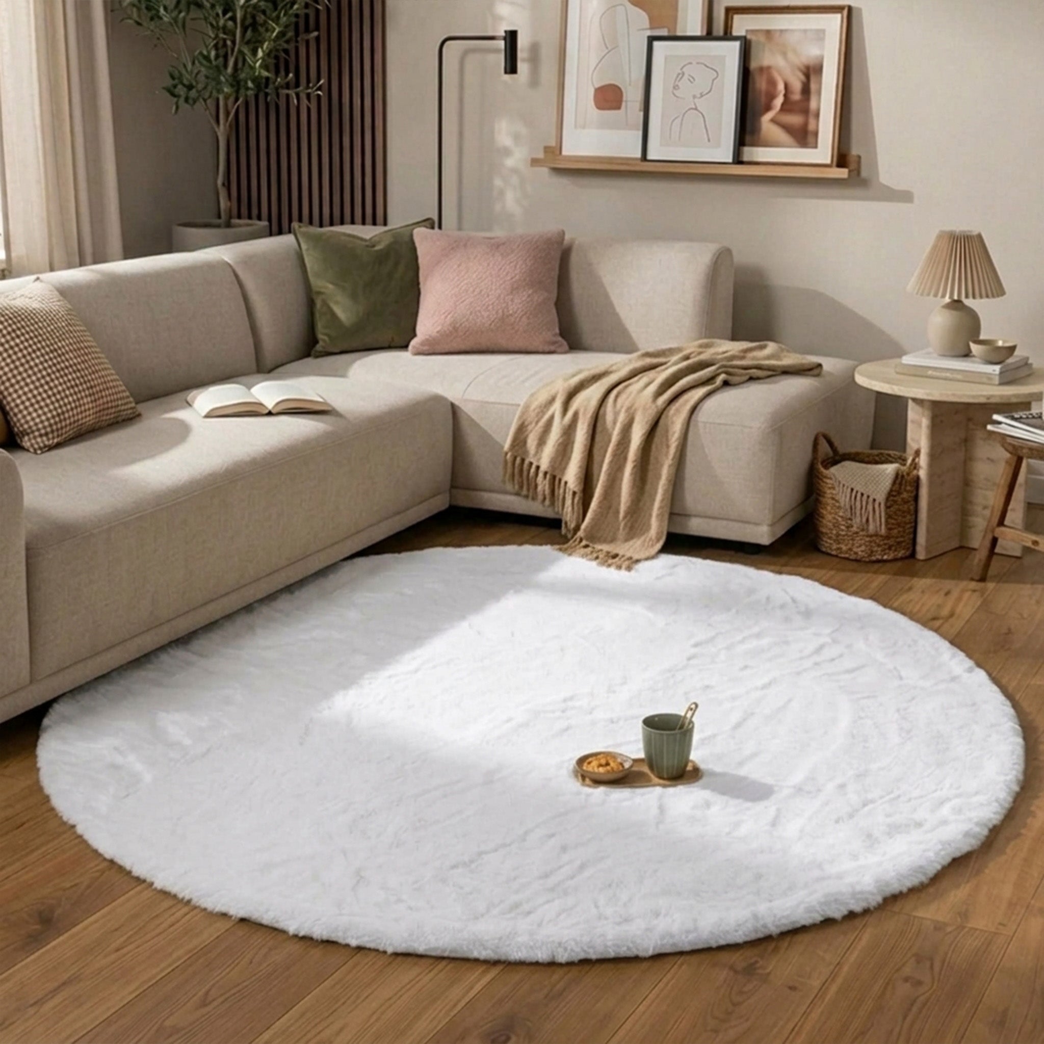 Hochflor Teppich Rund