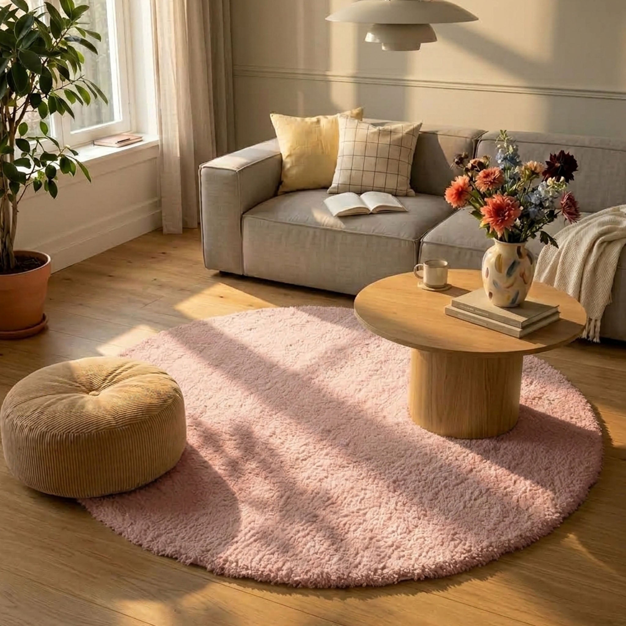 Weicher runder Teppich – Teddy Rosa – Volero