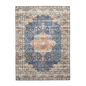 In- & Outdoor Teppich Vintage - Kairo Medaillon Dunkelblau Terra - product
