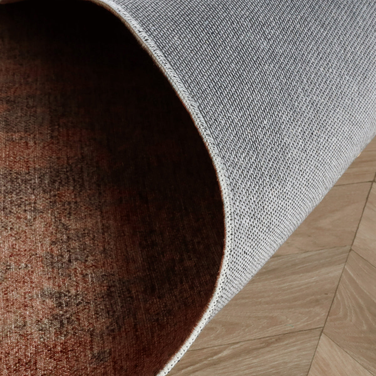 Round abstract rug - Rusty Brown