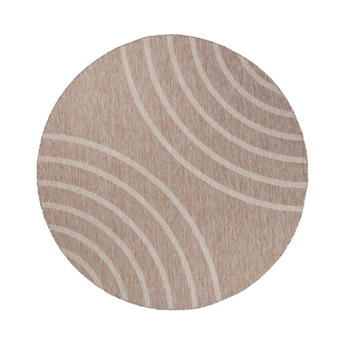 Round Indoor & Outdoor Rug - Sierra Curves Beige/Cream