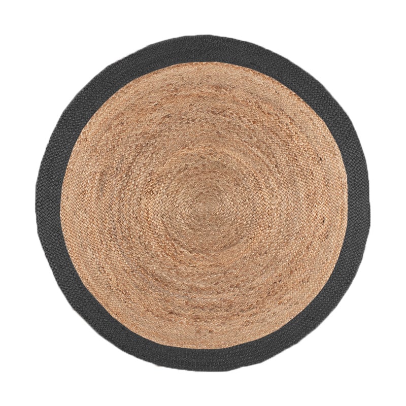 Jute Teppich Rund - Fair Natur Schwarz