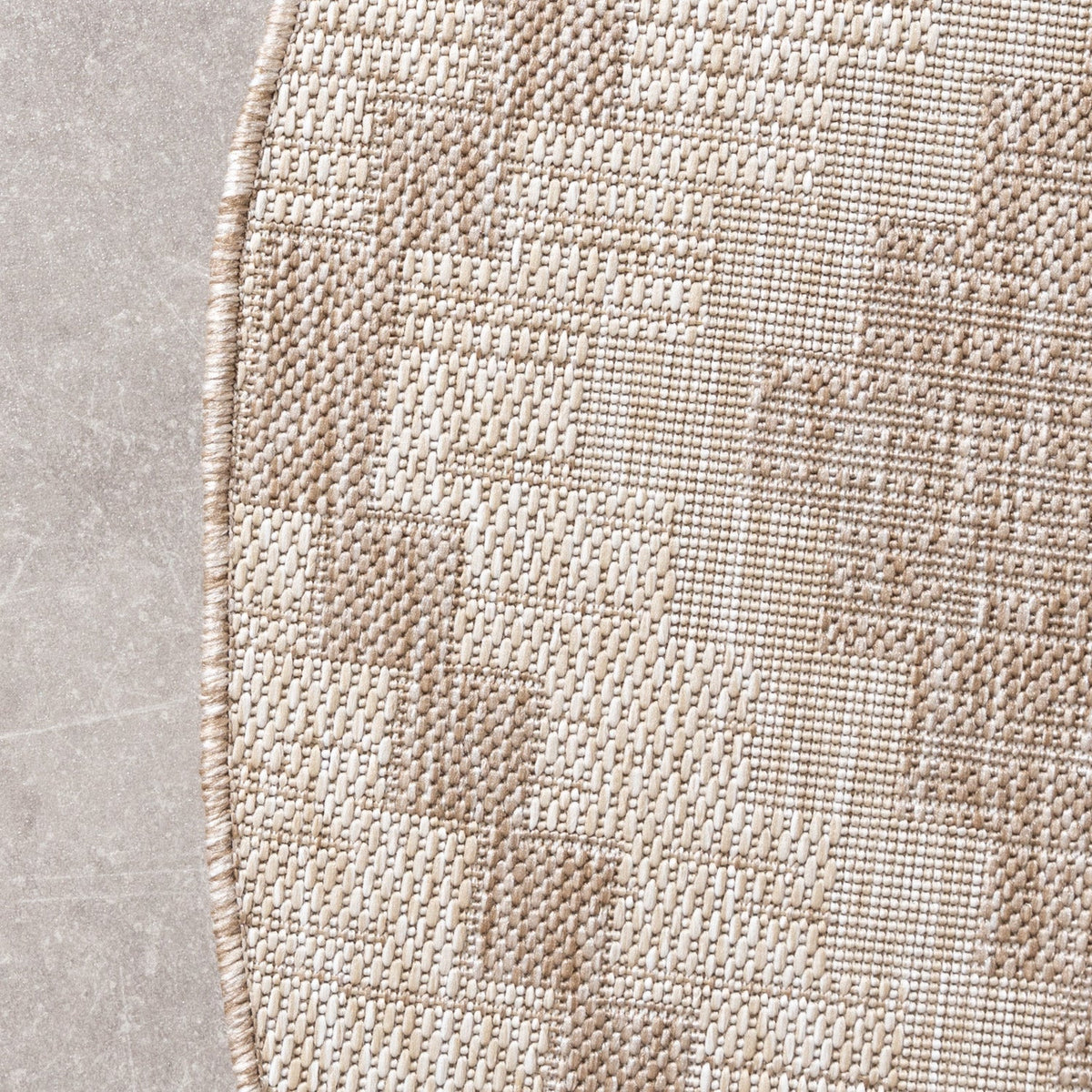 Round Jute Outdoor Rug - Atlas Diamond Brown/Cream