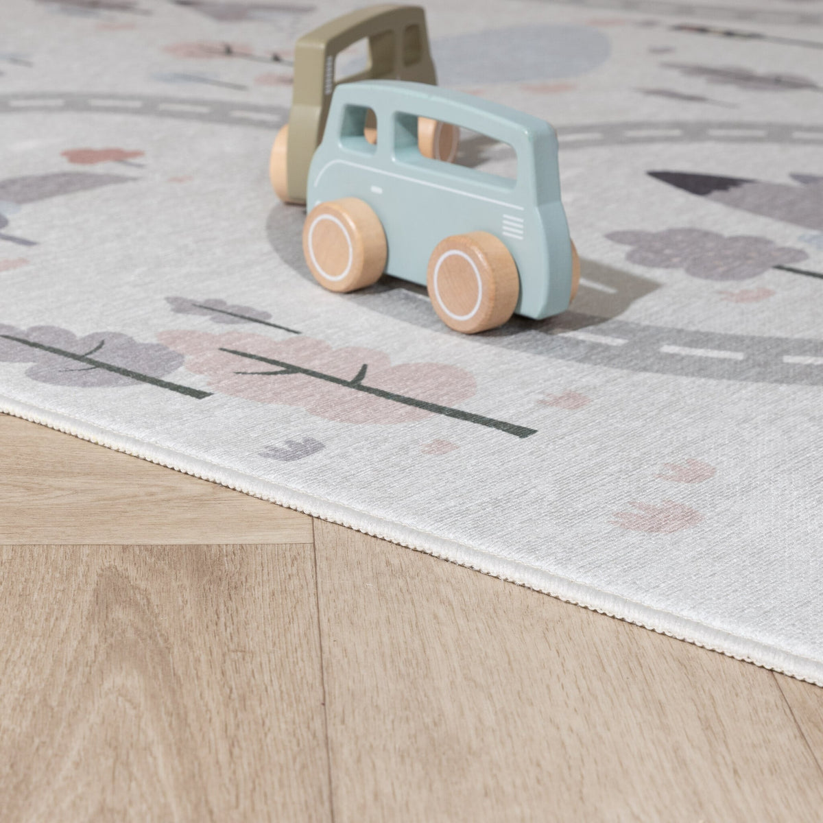 Car Play Rug - Rocky Ride White