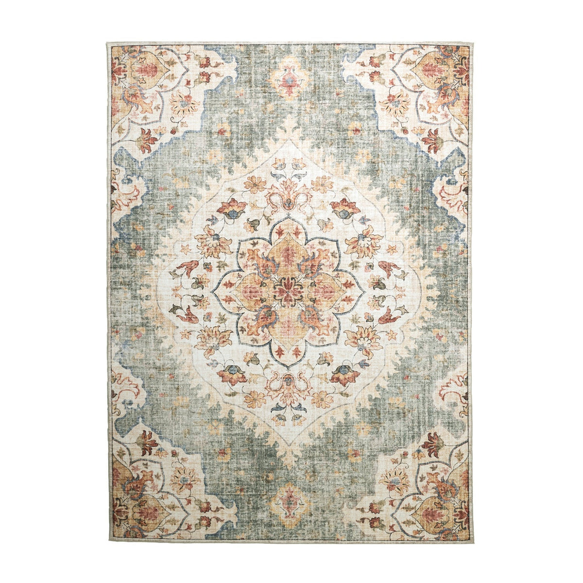 Vintage Outdoor Rug - Santo Mandala Olive Green