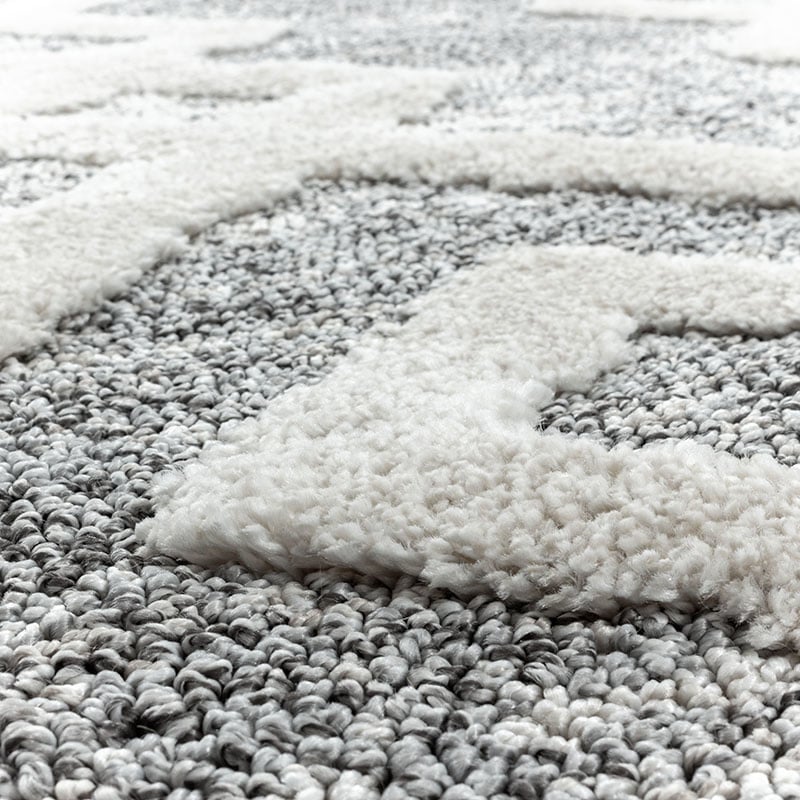 Round Scandinavian floor rug - Pitea Retro Grey/Cream
