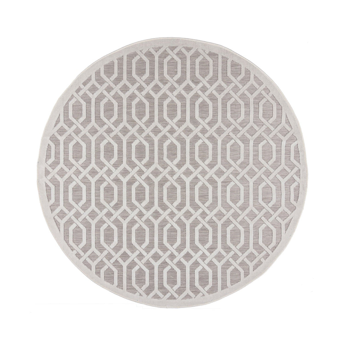 Round outdoor rug - Piatto Mataro Cream/White
