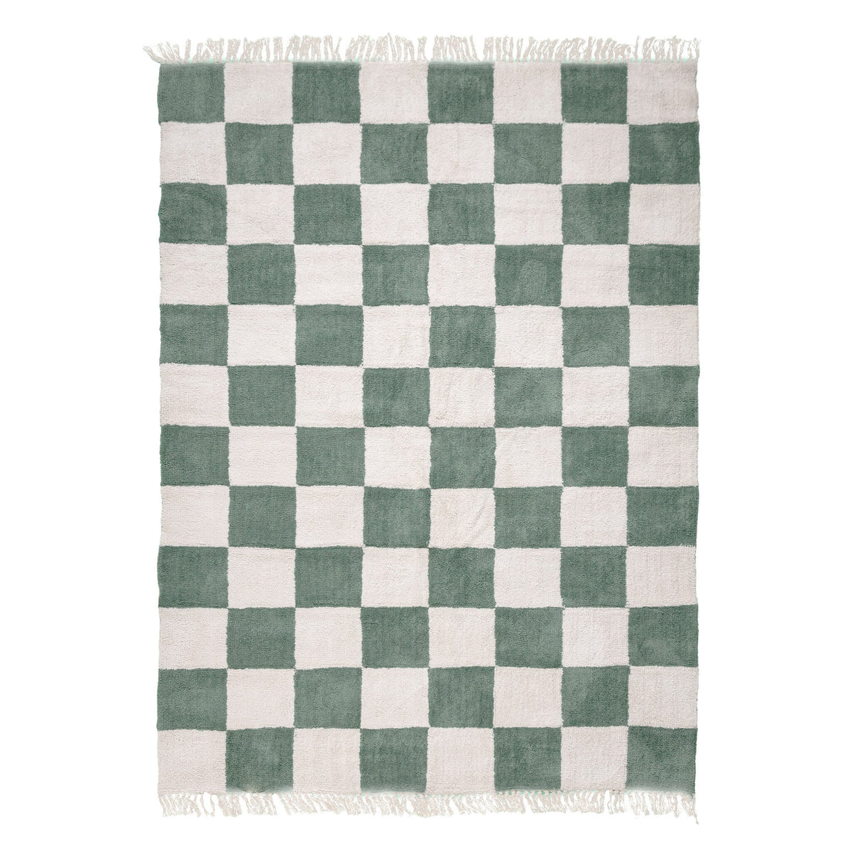 Checkerboard Rug - Blox Fringe Green