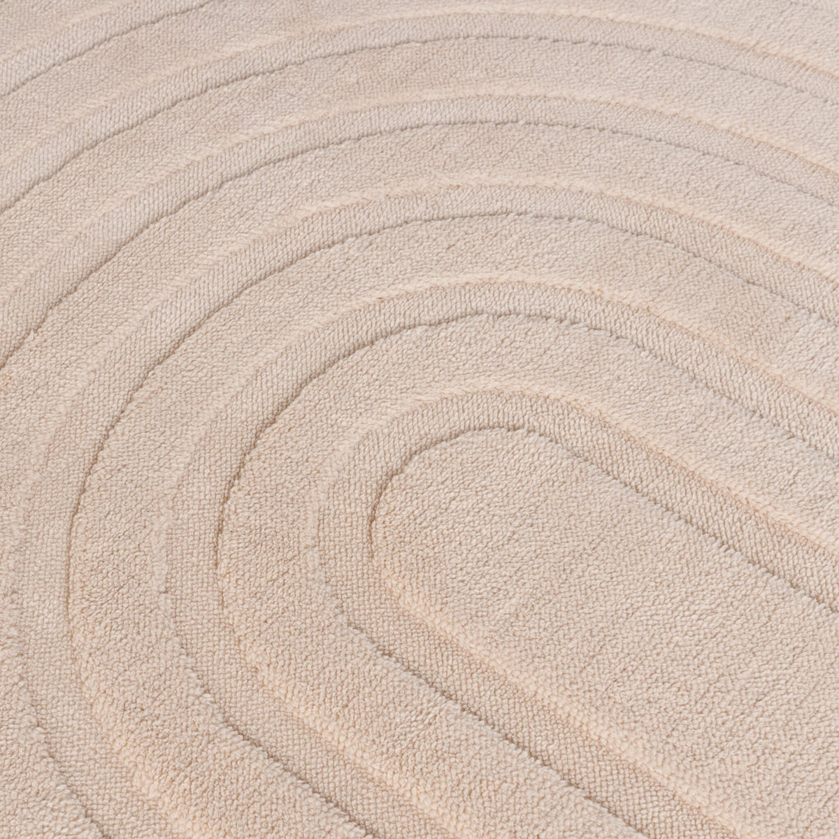 Round Scandinavian Rug - Charm Curves Beige