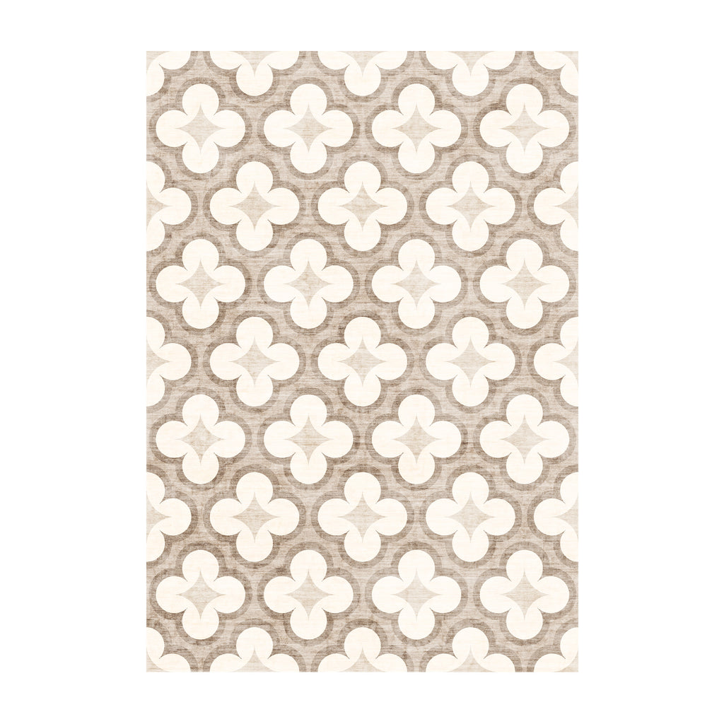 Geometrischer Outdoor Teppich - Mosaic Clover Creme