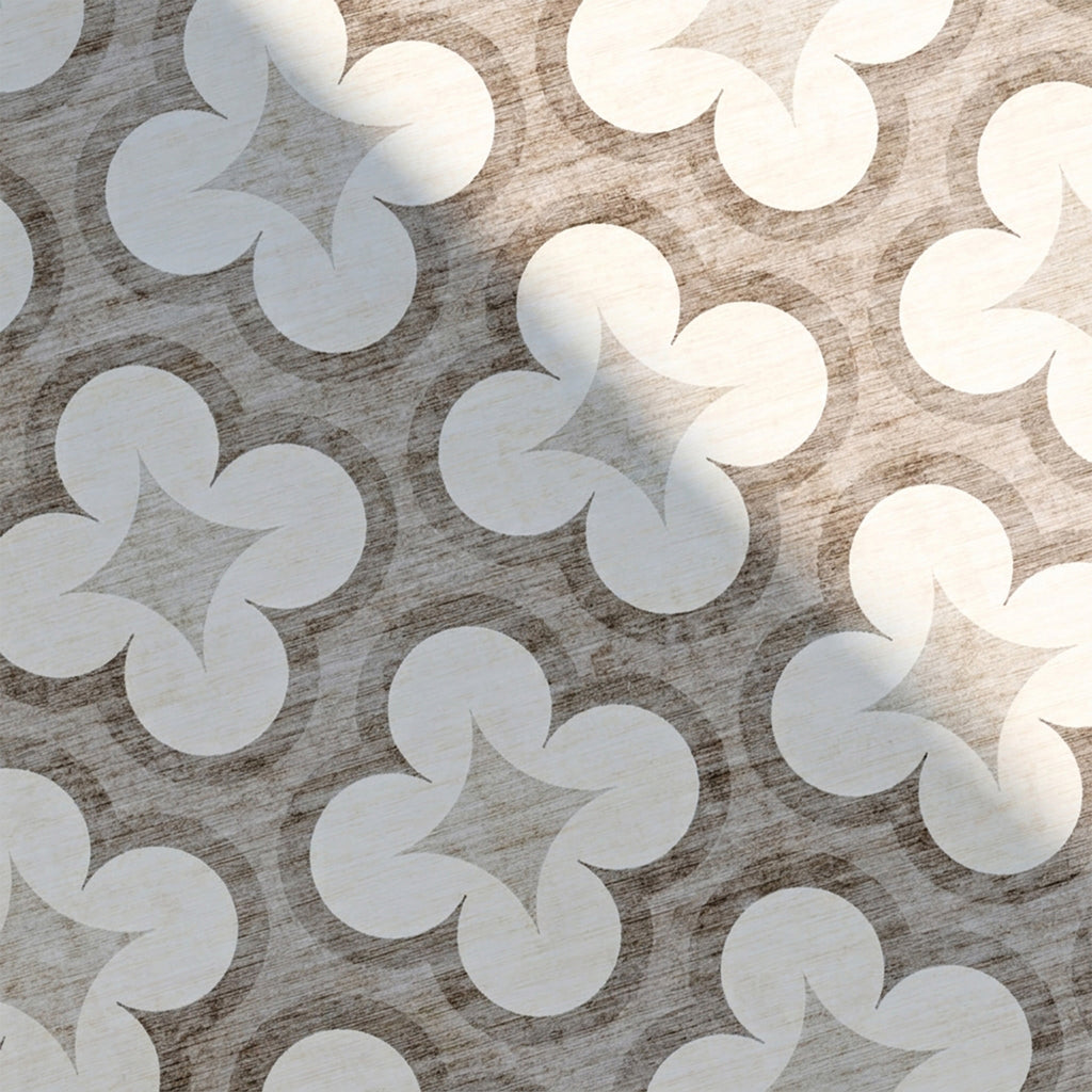 Geometrischer Outdoor Teppich - Mosaic Clover Creme