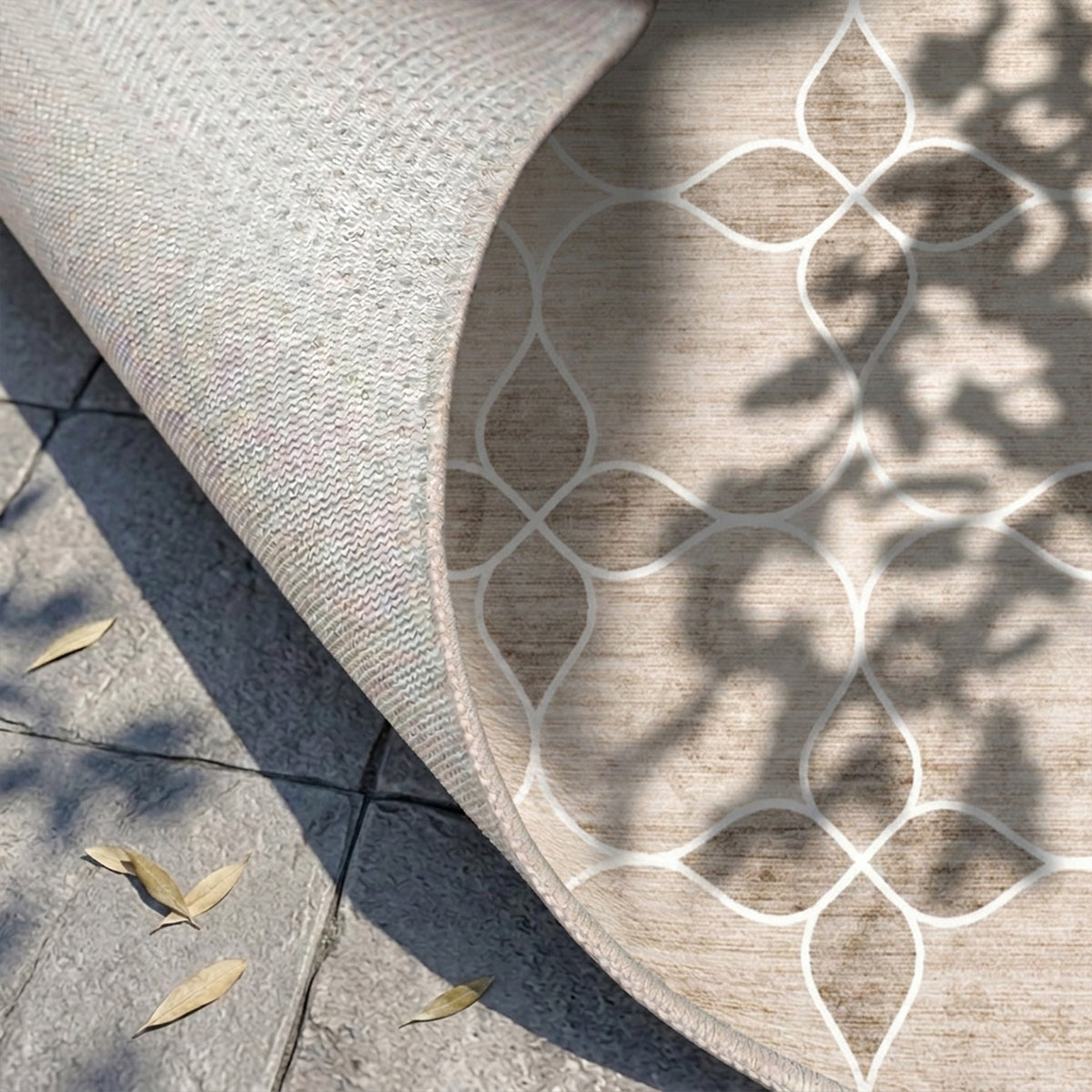 Geometrischer Outdoor Teppich - Mosaic Dot Creme