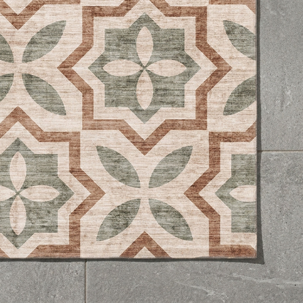 Geometrischer Outdoor Teppich - Mosaic Medina Grün