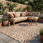 Geometric outdoor rug – Mosaic Medina Terracotta