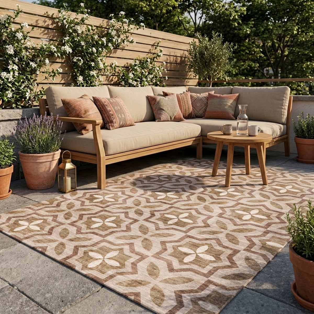 Geometrischer Outdoor Teppich - Mosaic Medina Terracotta