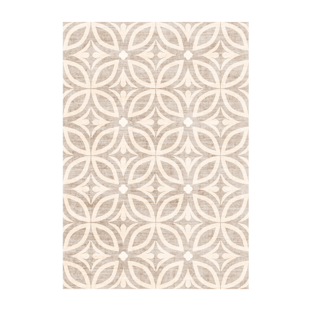 Geometrischer Outdoor Teppich - Mosaic Petal Creme