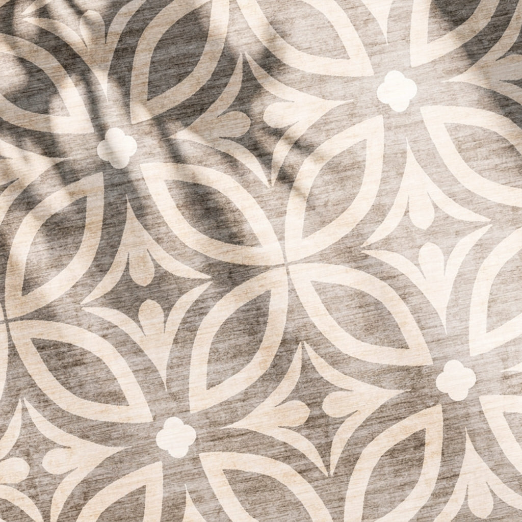 Geometrischer Outdoor Teppich - Mosaic Petal Creme