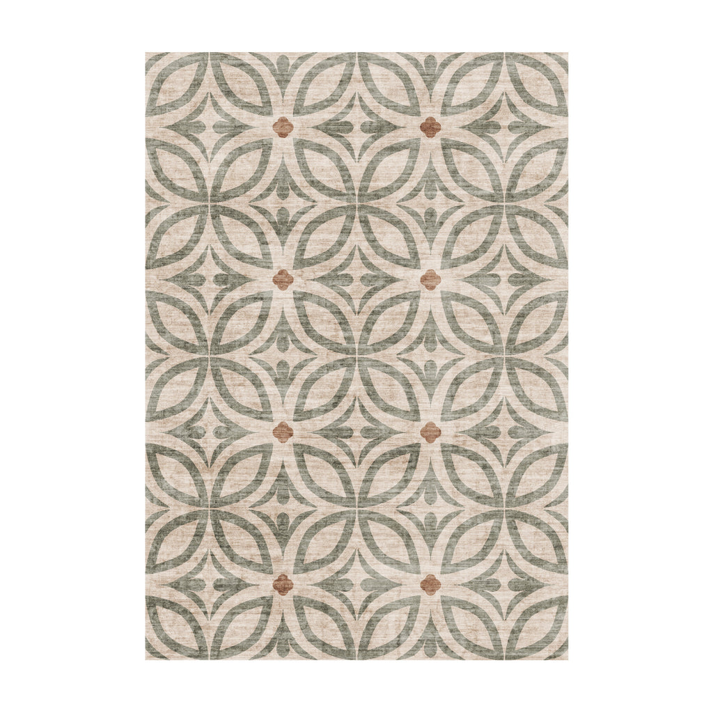 Geometrischer Outdoor Teppich - Mosaic Petal Grün