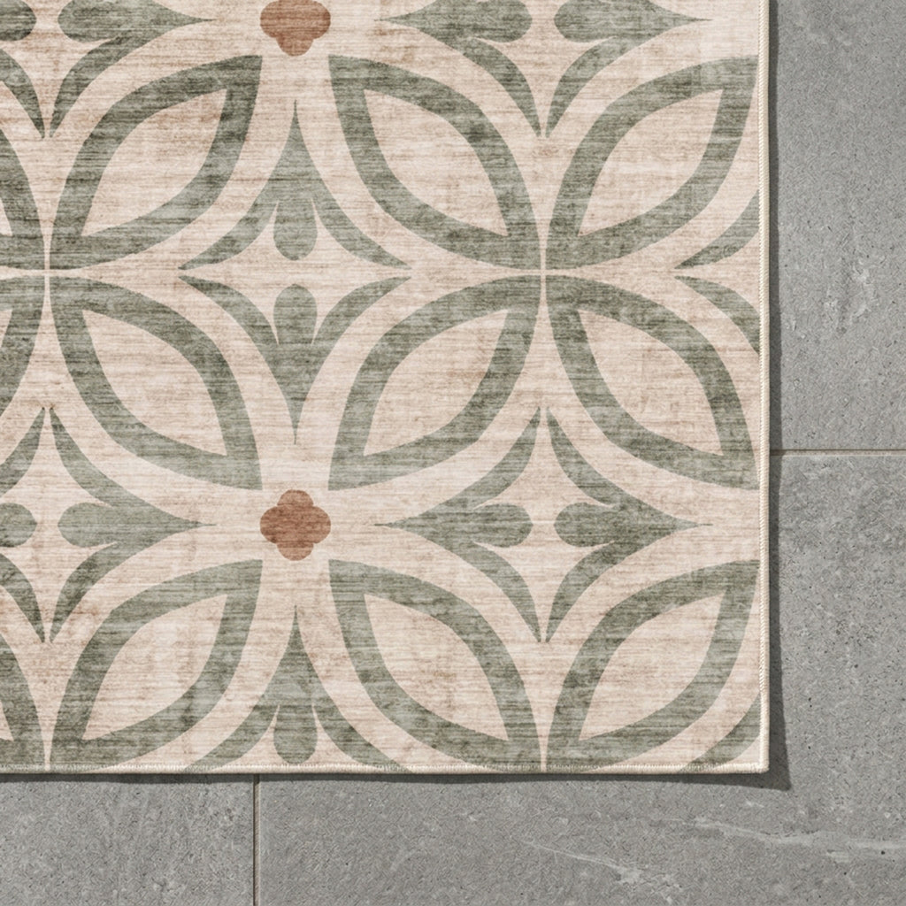 Geometrischer Outdoor Teppich - Mosaic Petal Grün