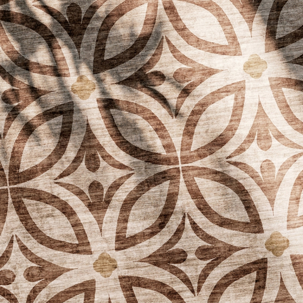 Geometrischer Outdoor Teppich - Mosaic Petal Terra