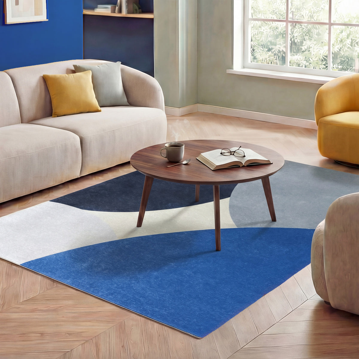Geometric Rug – Swing Circles Blue