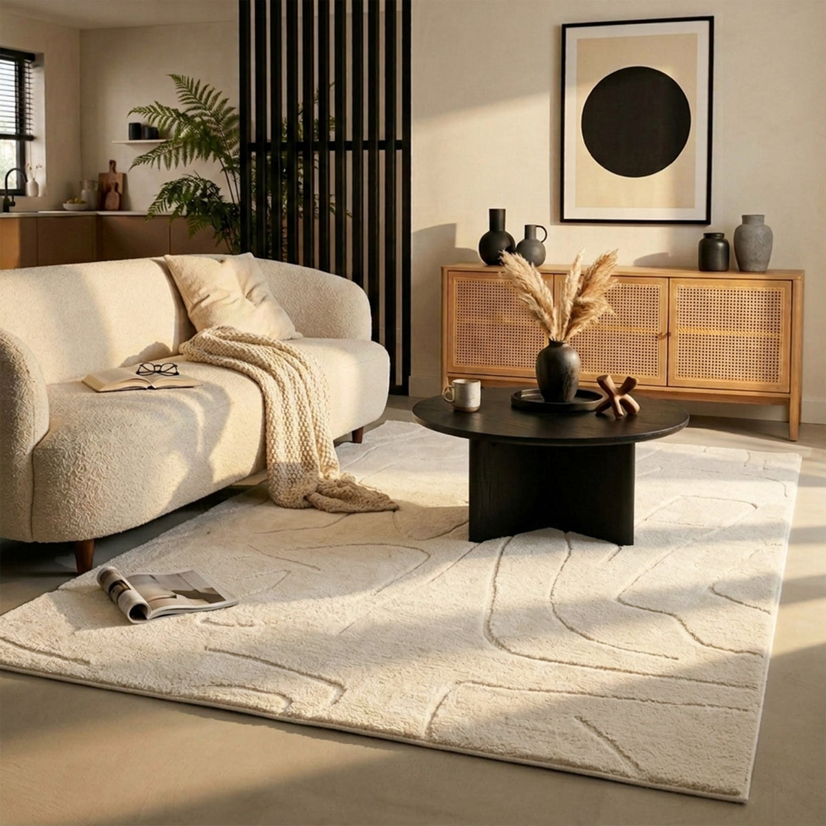 Japandi Teppich - Yori Abstrakt Lines Creme