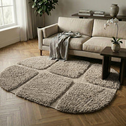 Organic rug - Odette Grid Taupe