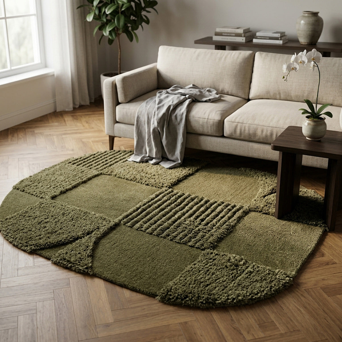 Organic rug - Odette Shapes Green