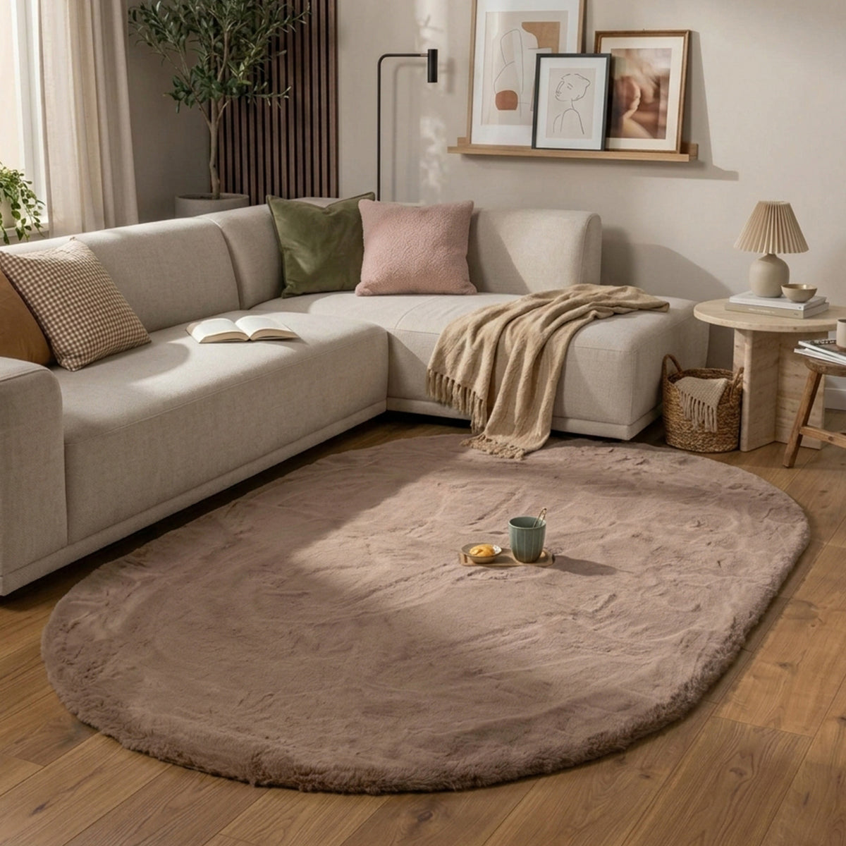 Oval High Pile Rug - Comfy Supreme Taupe