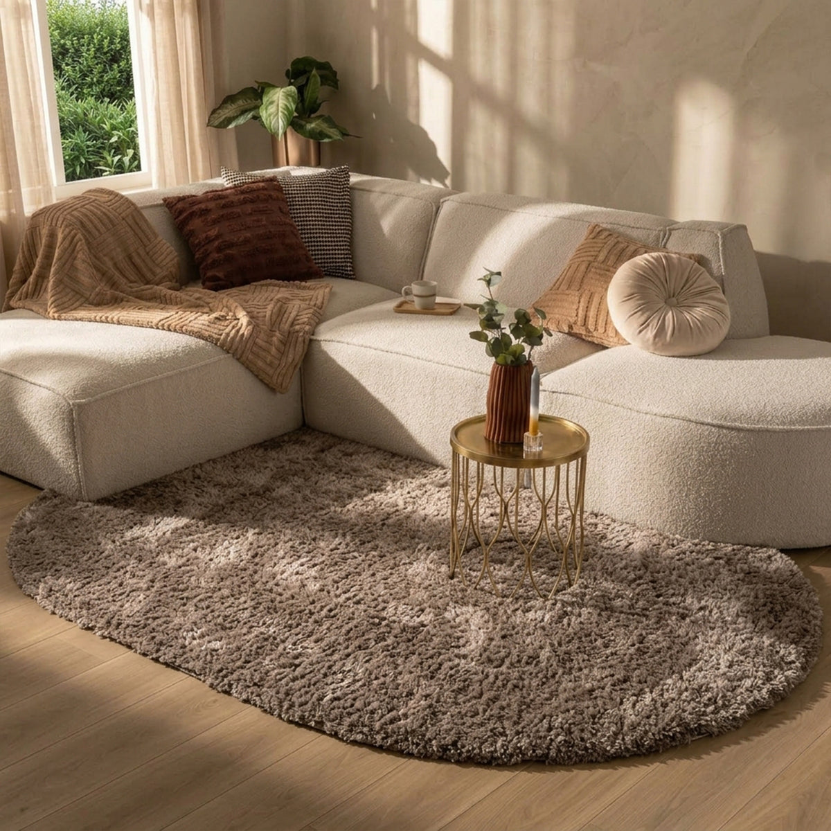 Shaggy Teppich Oval - Blaze Taupe