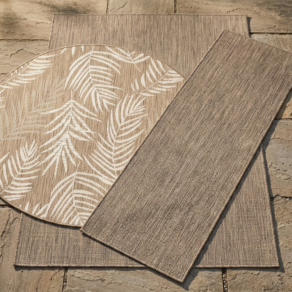 In- & Outdoor Teppich Rund - Malta Melange Schwarz