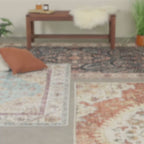 Vintage Gartenteppich - Santo Mandala Blau Grau