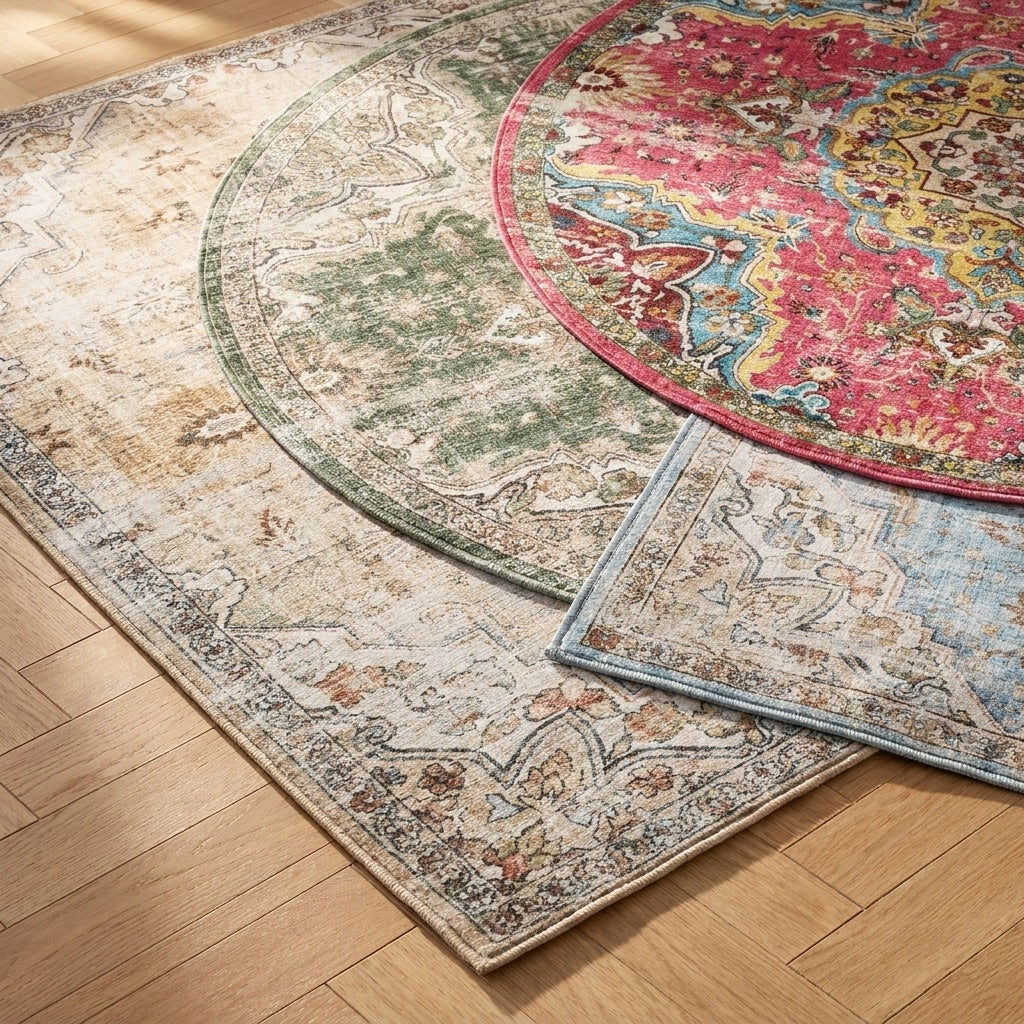 Round oriental rug – Leyla Medallion Green