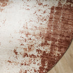 Round abstract rug - Rusty Brown