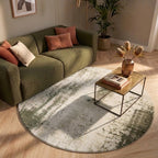 Runder abstrakter Teppich - Rusty Green