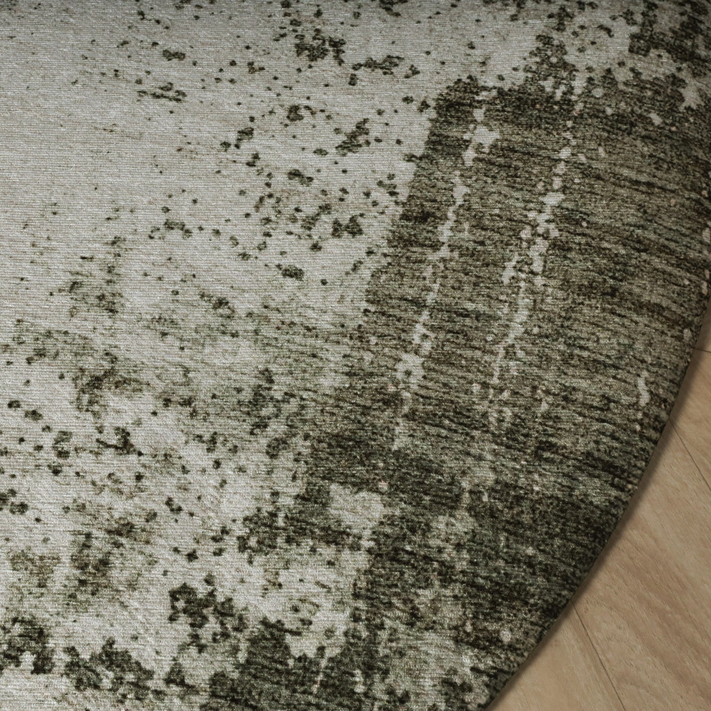 Runder abstrakter Teppich - Rusty Green