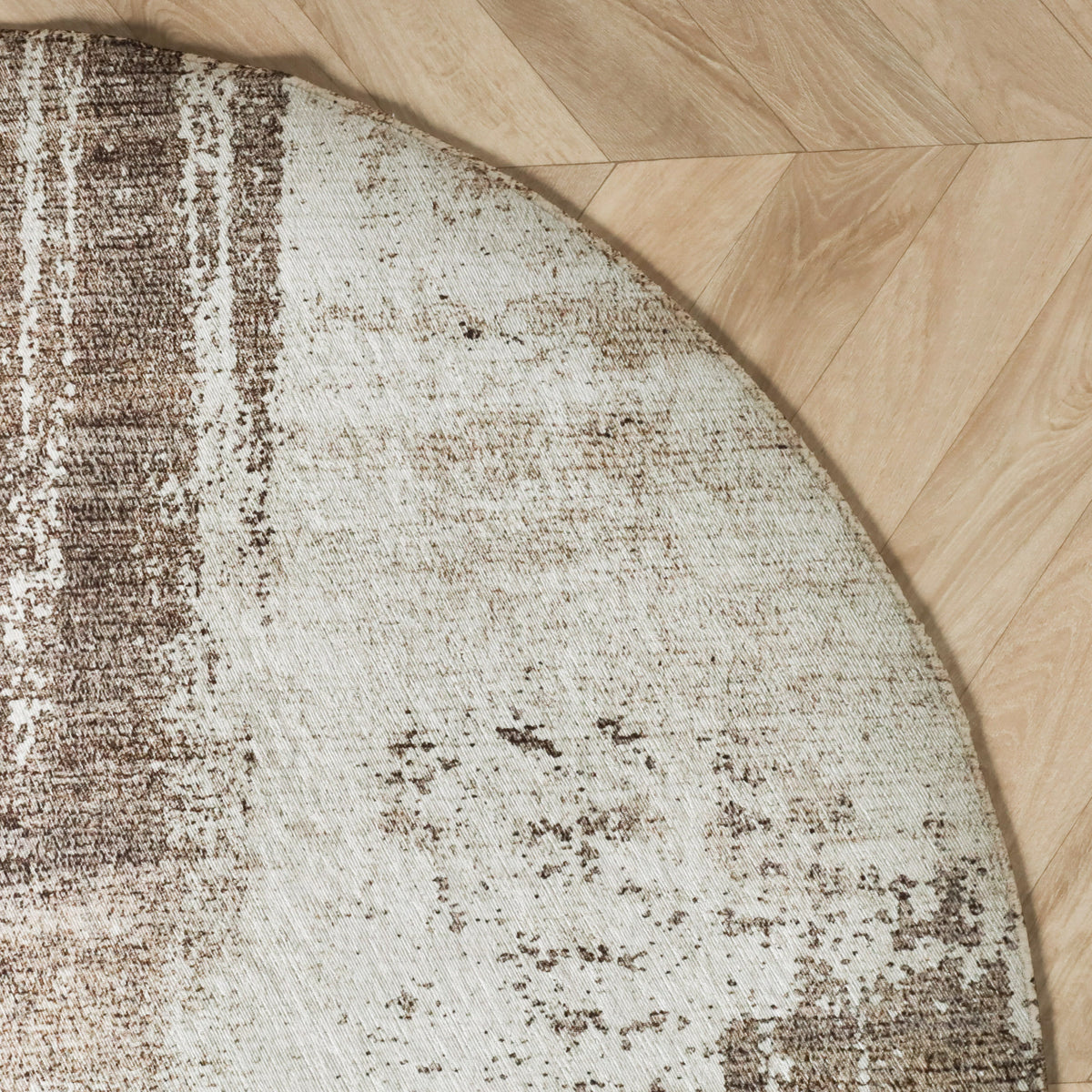 Runder abstrakter Teppich - Rusty Taupe