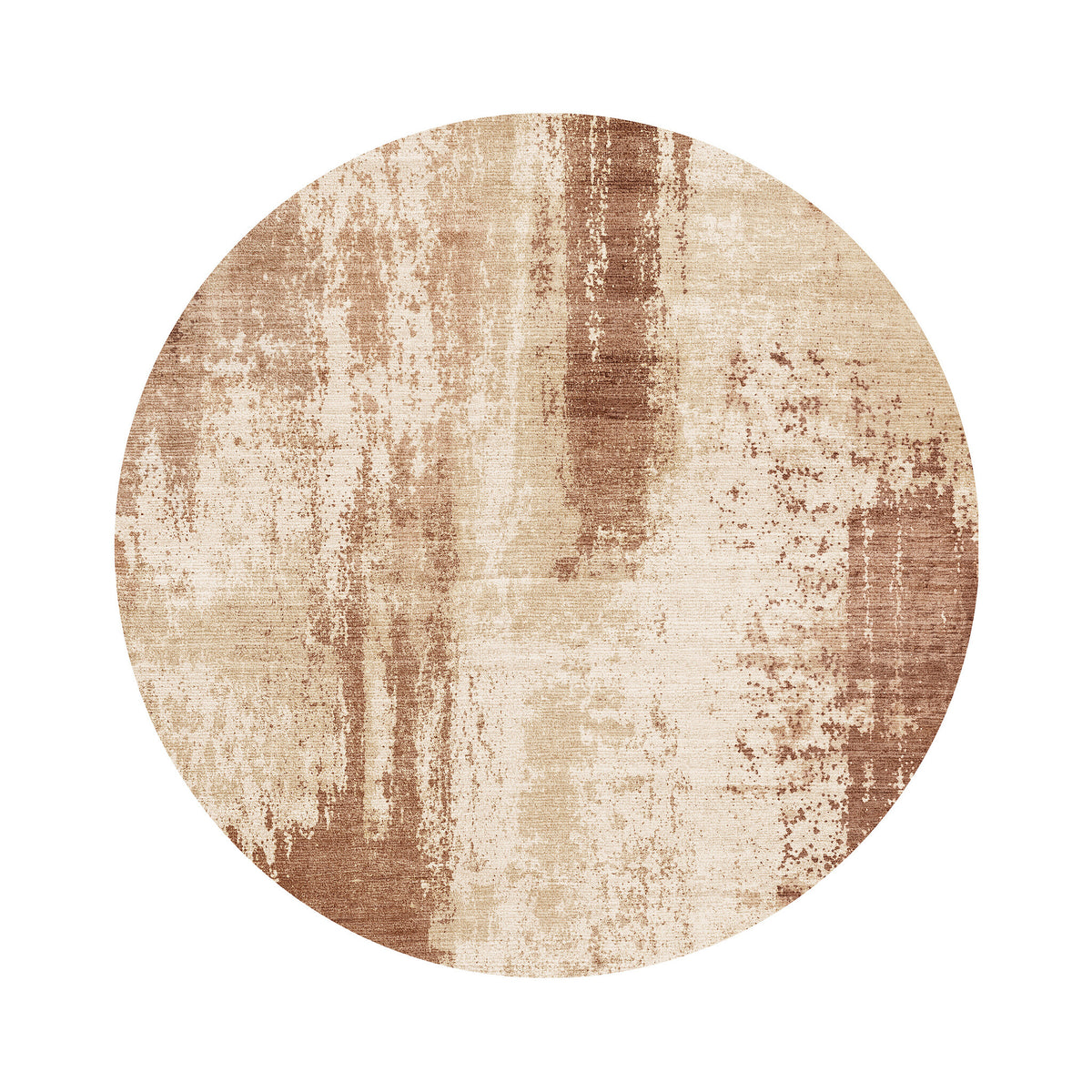 Round abstract rug - Rusty Brown