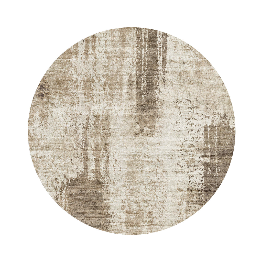 Runder abstrakter Teppich - Rusty Taupe