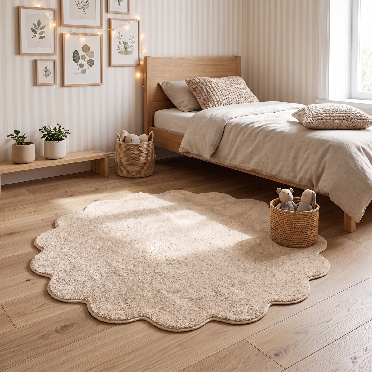 Round washable rug - Puck Beige