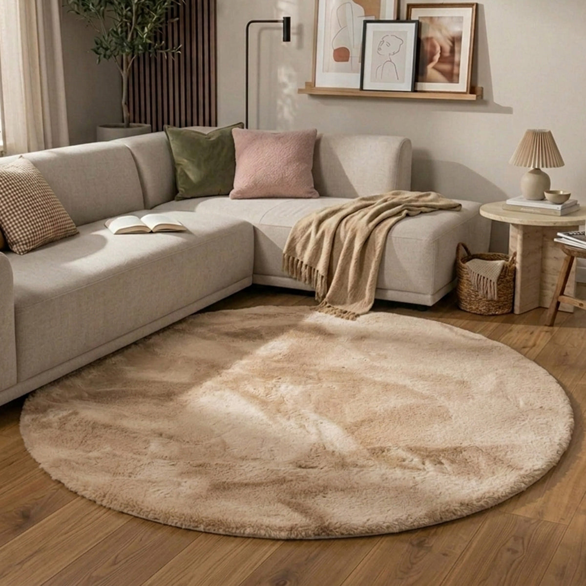 Hochflor Teppich Rund - Comfy Supreme Beige