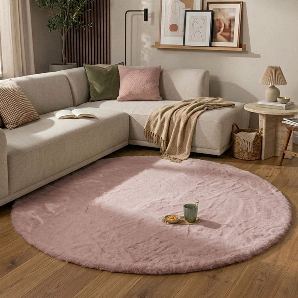 Hochflor Teppich Rund - Comfy Supreme Rosa