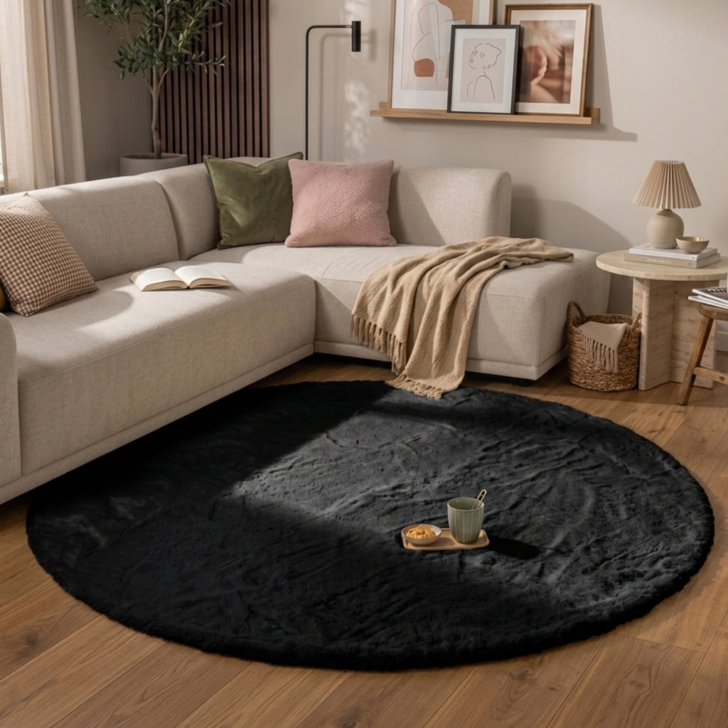 Hochflor Teppich Rund