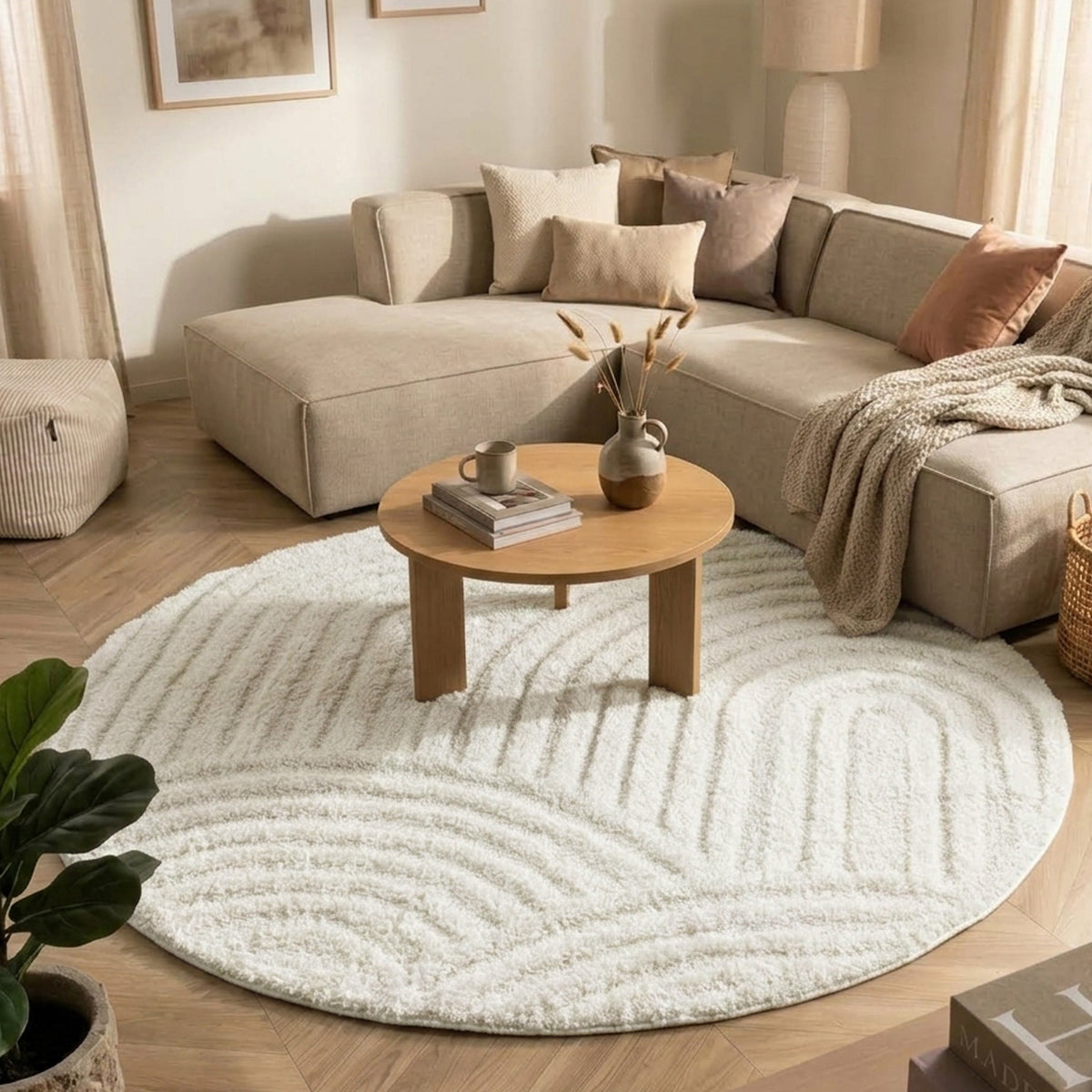 Teppich Skandinavisch Rund - Lova Arches Creme